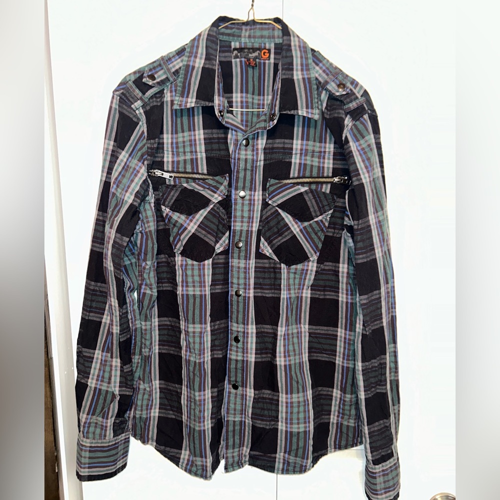G By Guess‎ Plaid Snap Long Sleeve Shirt Size M